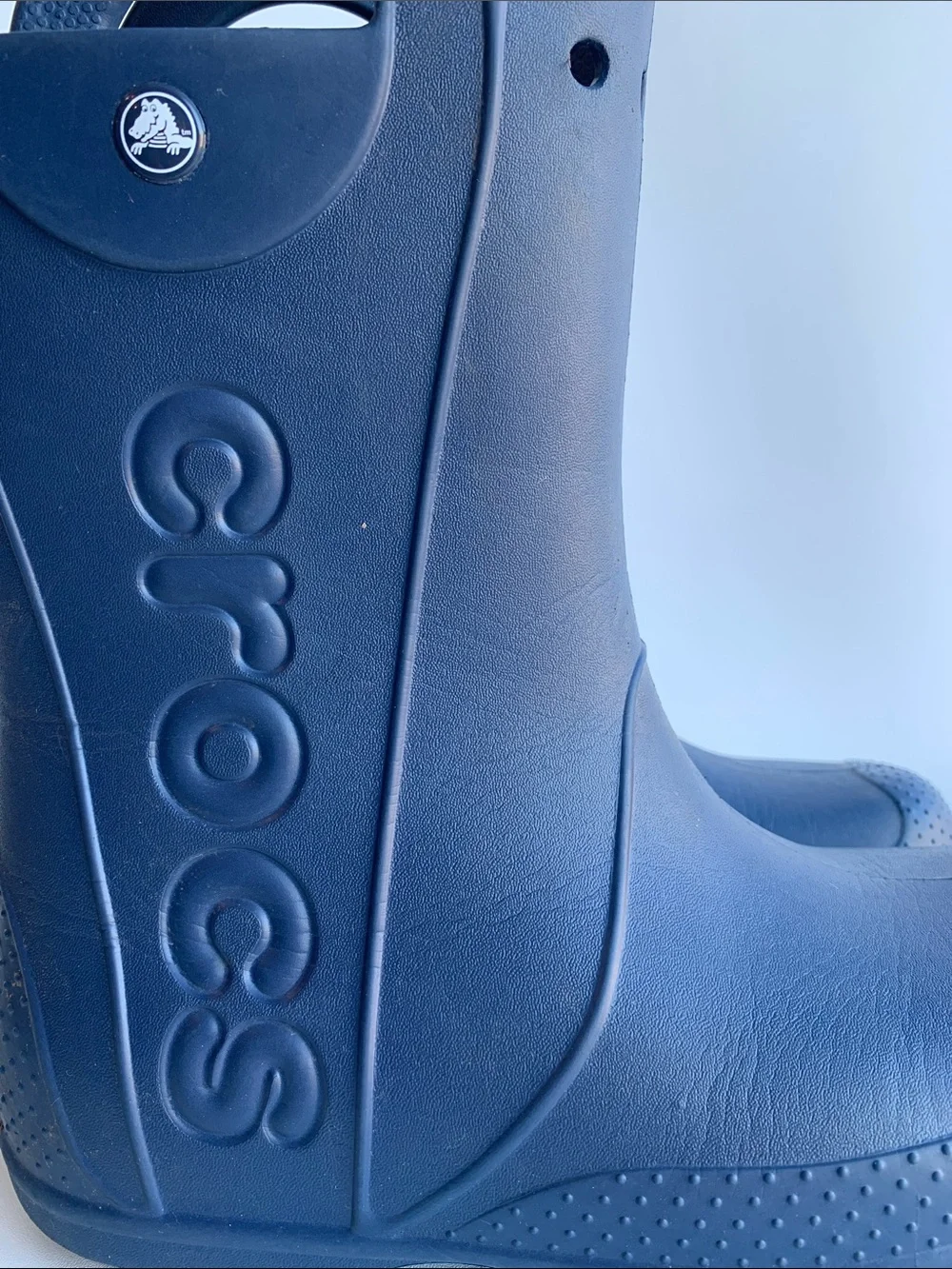 Crocs kids Navy Waterproof Rain Boots Pull Up J 5